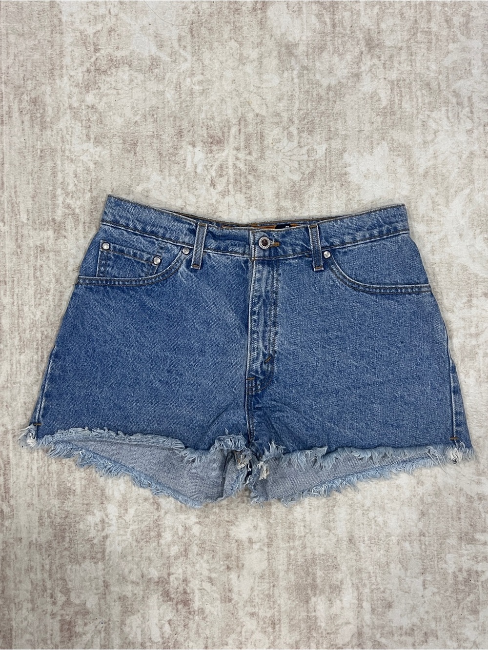VTG 90s Levi’s SilverTab Lean High Waisted Denim Shorts 32 Raw Hem Made in USA